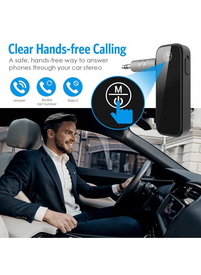 JXTZ - (Newest) Aux Bluetooth 5.0 Adapter for Car, Bluetooth Receiver for Car Home Stereo System and Headphones, Bluetooth Aux Adapter, 2 in 1 Wireless Bluetooth Transmitter and Receiver for Hands-Free Call - Image 1