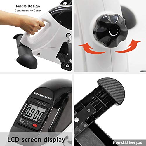 TECHMOO Under Desk Bike Pedal Exerciser Portable Home Exercise Bike Pedal Exerciser Foot Peddler Portable Therapy Bicycle Leg Peddler Portable Mini Cycle Bike for Hands Arm Trainer - Image 2