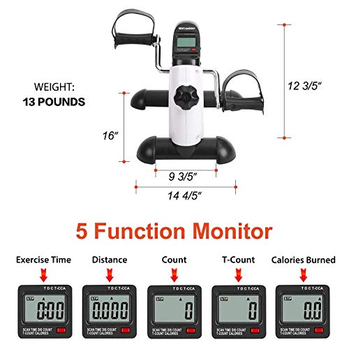 TECHMOO Under Desk Bike Pedal Exerciser Portable Home Exercise Bike Pedal Exerciser Foot Peddler Portable Therapy Bicycle Leg Peddler Portable Mini Cycle Bike for Hands Arm Trainer - Image 4
