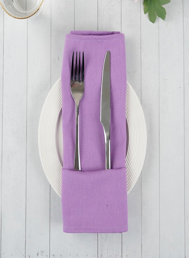 INFEI Solid Color Cotton Blended Dinner Cloth Napkins - Set of 12 (17 x 17 inches) - for Wedding Parties Events & Home Use (Lavender) - Image 3