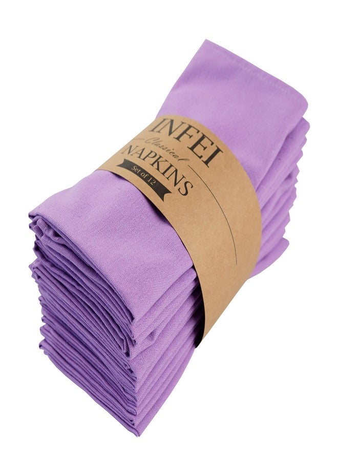 INFEI Solid Color Cotton Blended Dinner Cloth Napkins - Set of 12 (17 x 17 inches) - for Wedding Parties Events & Home Use (Lavender) - Image 1