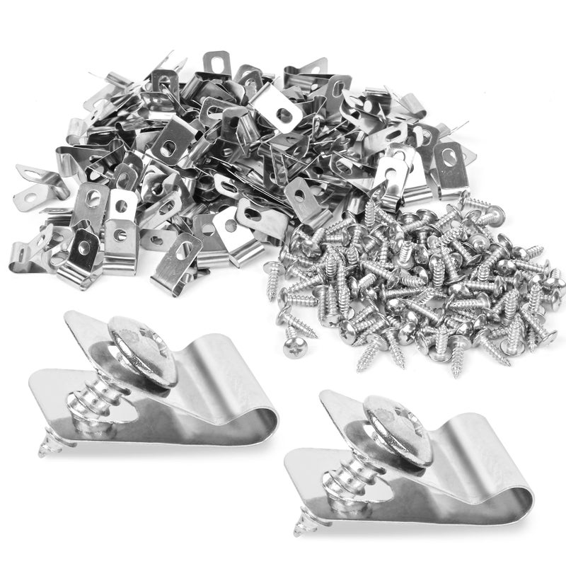 Tottist 220 Pcs Fence Wire Clamps Stainless Steel Fencing Mounting Clips with 220 Pcs Stainless Steel Screws for 1216 Gauge Welded Wire to Wood Metal or Vinyl FenceX220 Kit - Image 2
