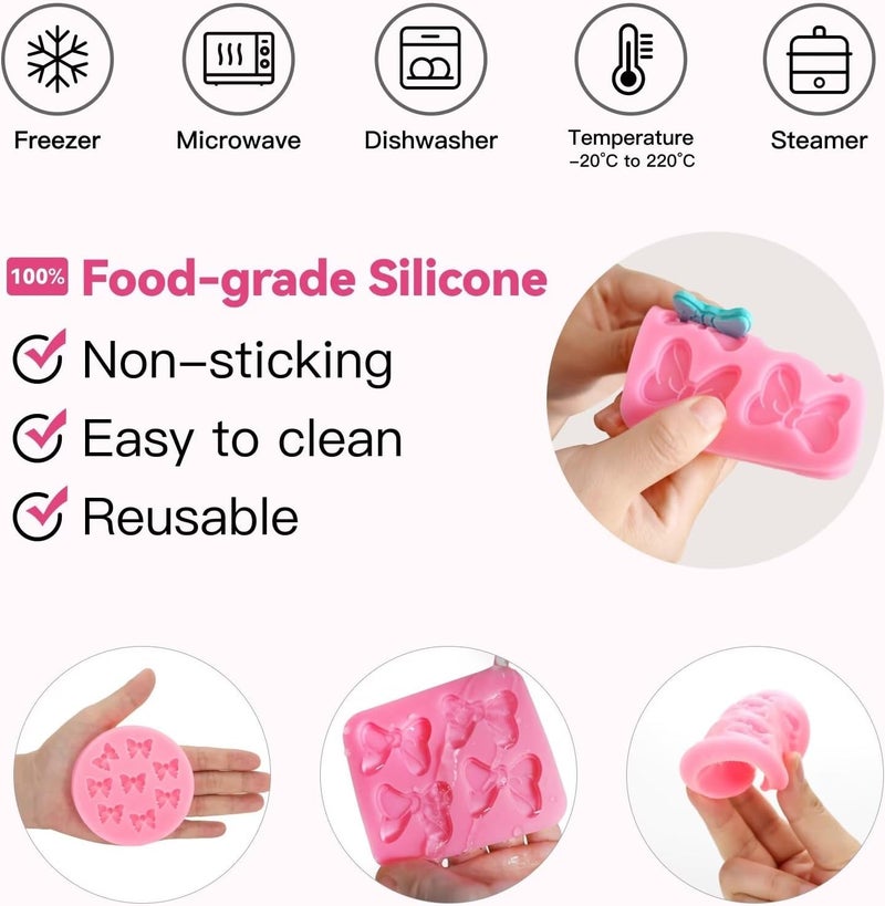 Roxjaejae 3 Pcs Bow Silicone Mold Fondant Bow Mold Chocolate Candy Cake Pop Molds Bow Molds for Cake Decorating, DIY Desserts, Fondant,Clay - Image 3