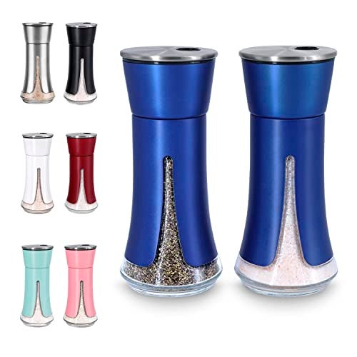 Blue Salt and Pepper Shakers by Aelga Salt Shaker with Adjustable Pour Holes Blue Kitchen Accessories Decor for KitchenRestaurantsCampBBQ