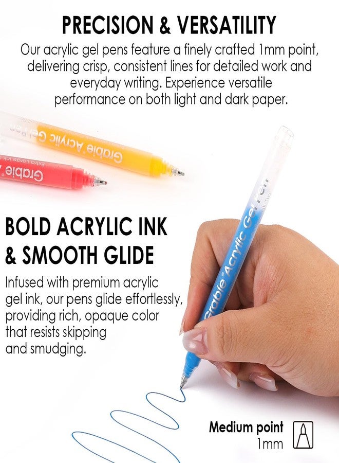 Grabie 12Colors Acrylic Gel Pens&Coloring Book, Medium Point Colored Gel Pens, Acrylic Gel Ink Pen Assorted Colored for Drawing, Note Taking, Bold&Bright Coloring Kit, Set of 12 (Ocean Colors) - Image 3