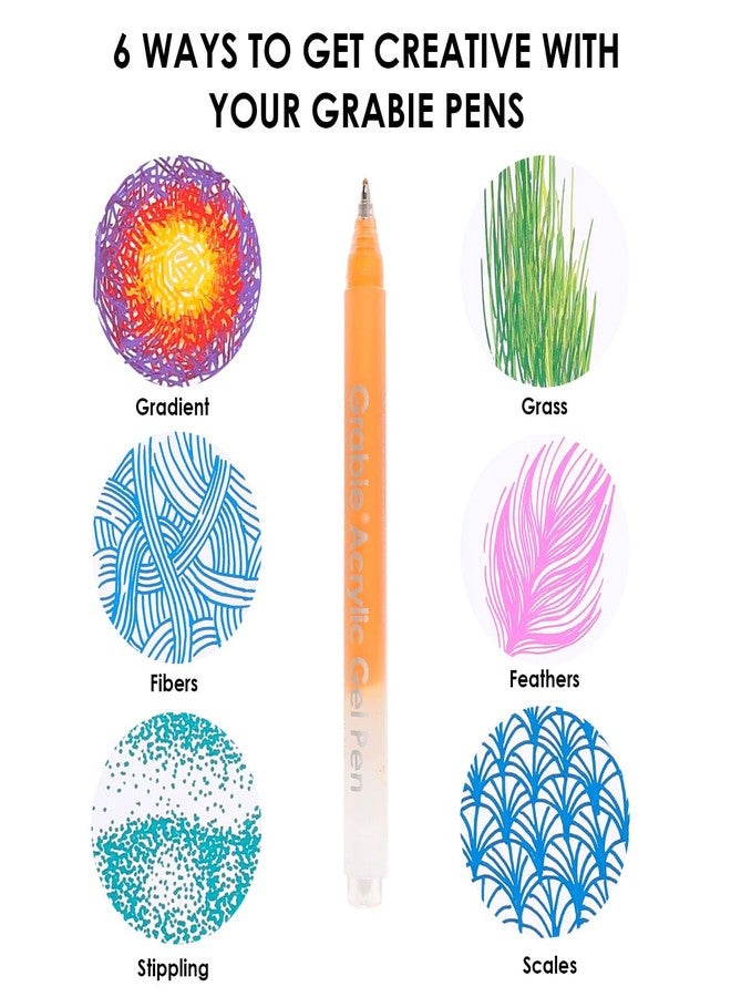 Grabie 12Colors Acrylic Gel Pens&Coloring Book, Medium Point Colored Gel Pens, Acrylic Gel Ink Pen Assorted Colored for Drawing, Note Taking, Bold&Bright Coloring Kit, Set of 12 (Ocean Colors) - Image 4