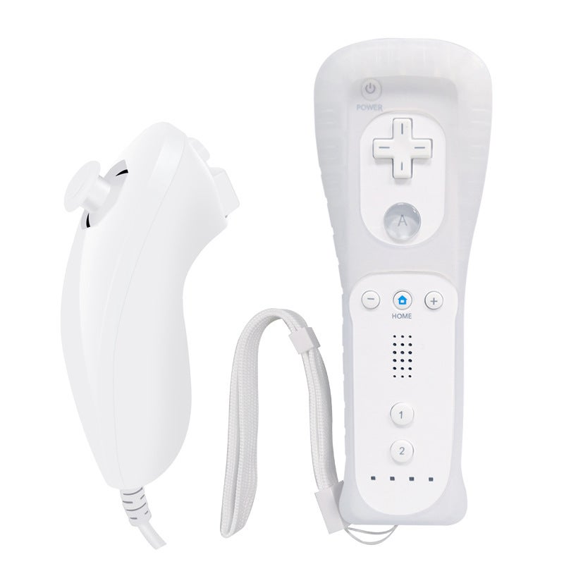 WII game left and right handle Wii straight handle left hand chicken leg handle curved handle with silicone sleeve and hand rope ordinary Hy-6207 white 
