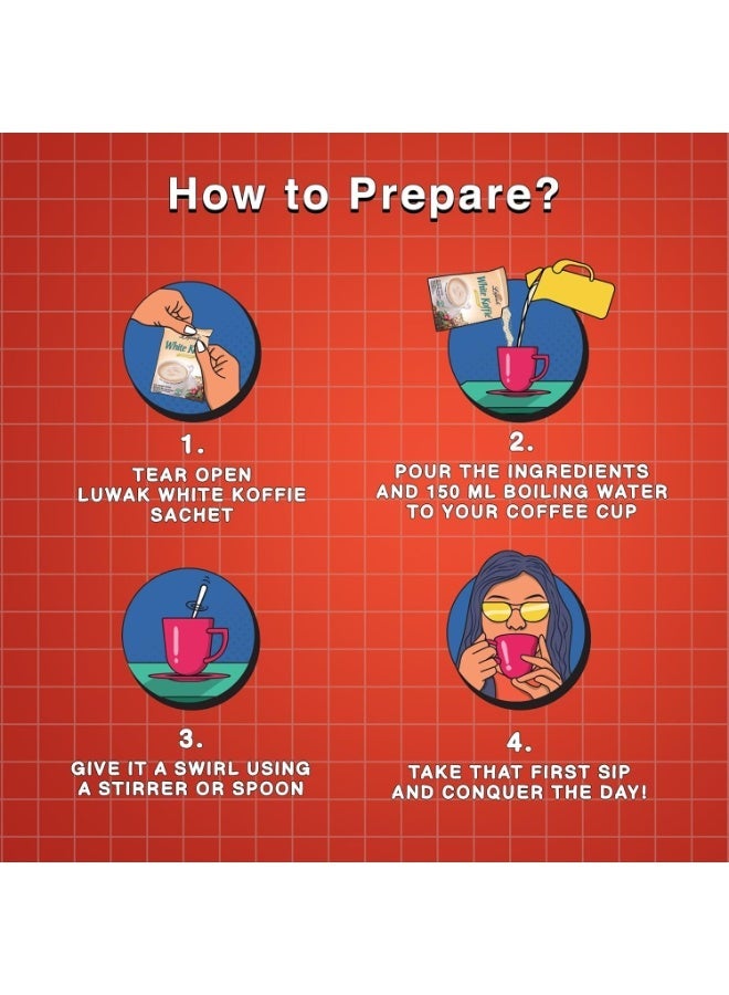 أوريجنال قهوة لواك البيضاء الأصلية، رائحة لا تُقاوم، نكهة غنية ومتوازنة، حبوب إندونيسية مختارة بعناية، سهلة التحضير، حبوب قهوة محمصة ببطء، عبوة (10 عبوات)، 200 غرام - Image 5