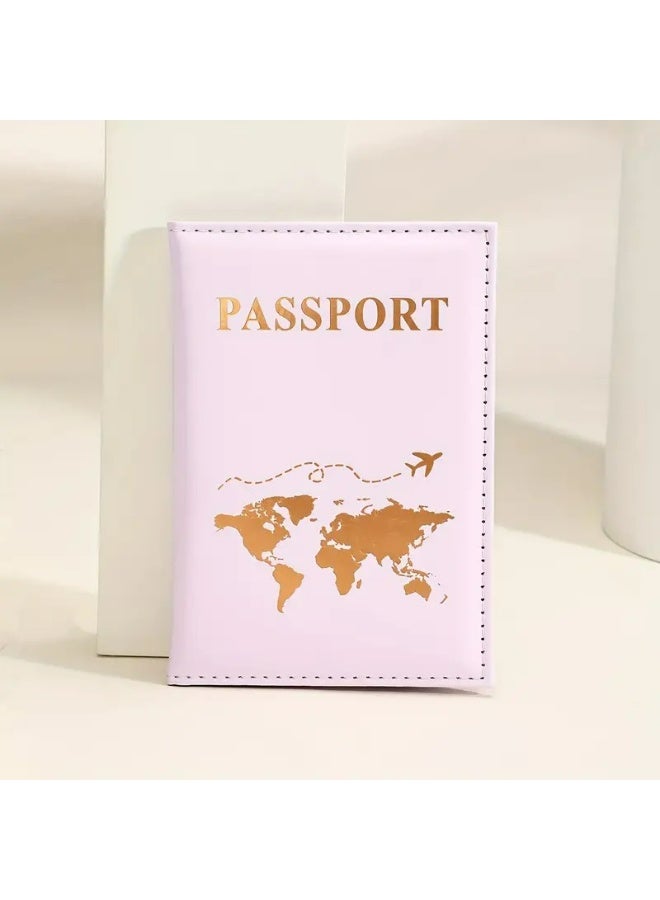Travel Passport Holder and Luggage Tag Set, RFID Blocking, Faux Leather, 6 Card Slots, Black (LILAC)