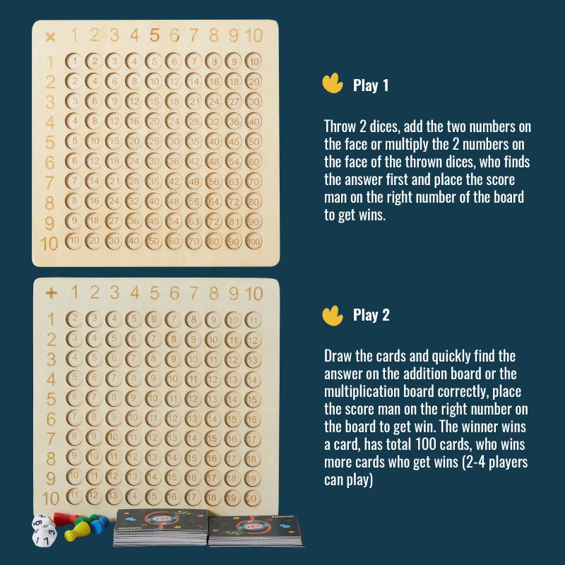 Asweets 2 in 1 Wooden Montessori Multiplication Addition Board Game Montessori Toy Educational Math Table Board Game Double-Sided Boards for Toddlers and Preschool Gifts for Kids - Image 4