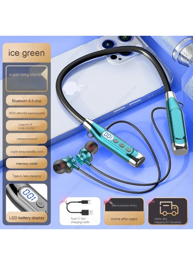 Generic - Bluetooth Neckband Earphones for Apple, Huawei, and Xiaomi - Digital Display, Sports, Noise-Cancelling, Extra Long Battery Life - Image 1