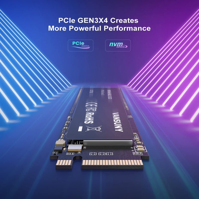 Vansuny 1TB NVMe M.2 Internal Solid State Drive PCIe 3.0 TLC M.2 SSD 3D NAND 2280 Speed up to 3400/2900MB/s Internal Solid State Hard Drive PCIe SSD - Image 4