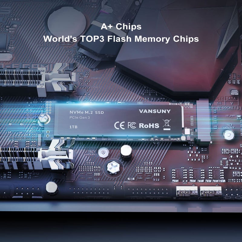 Vansuny 1TB NVMe M.2 Internal Solid State Drive PCIe 3.0 TLC M.2 SSD 3D NAND 2280 Speed up to 3400/2900MB/s Internal Solid State Hard Drive PCIe SSD - Image 3
