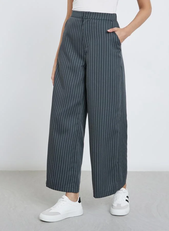 Styli Styli Striped Mid Rise Wise Leg Pants