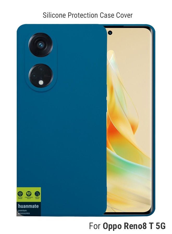 huanmate غطاء سيليكون أنيق لهاتف Oppo Reno8 T 5G أزرق - Image 1