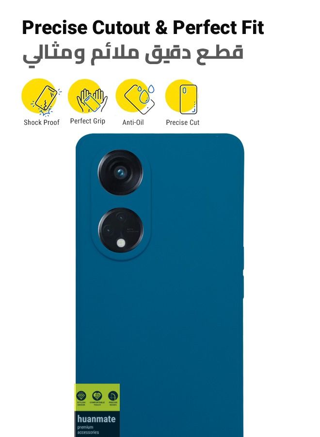 huanmate غطاء سيليكون أنيق لهاتف Oppo Reno8 T 5G أزرق - Image 2