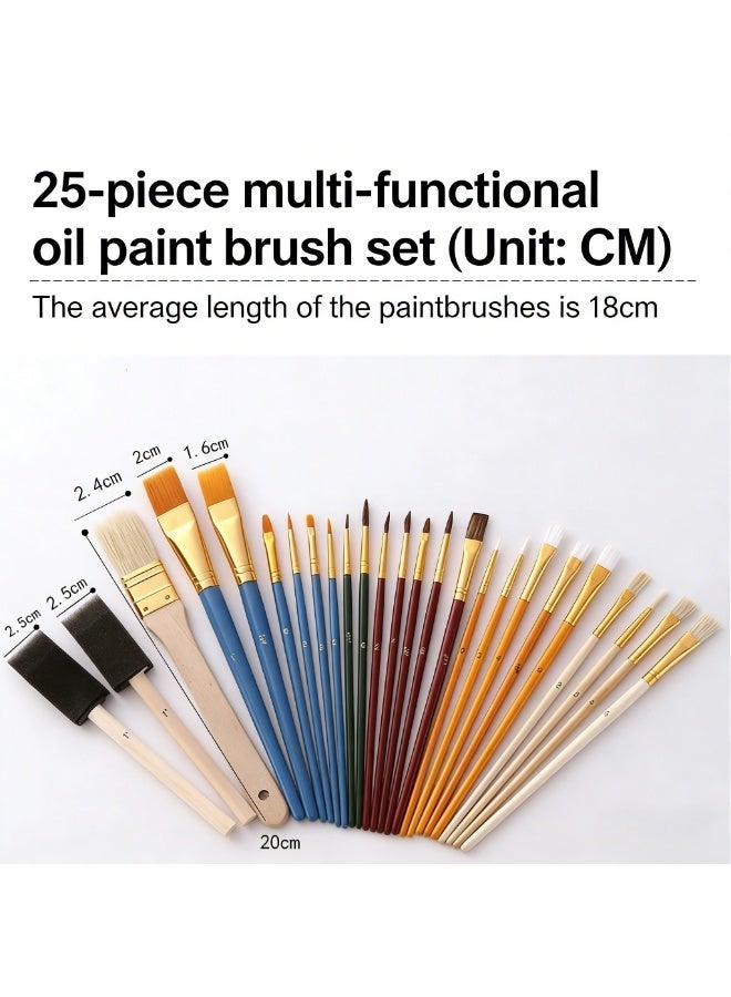 ZhuTing 25-Piece Professional and Beginner Paint Brush,Complete Painting Kit Foam Bristle and Detailing Brushes for Every Need Craft Enthusiasts - Image 2
