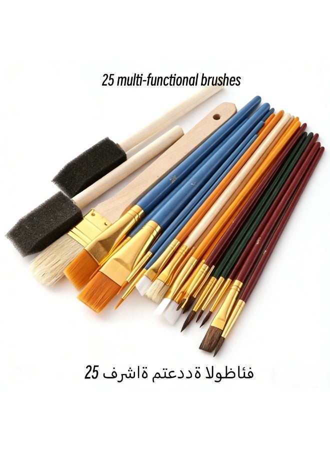 ZhuTing 25-Piece Professional and Beginner Paint Brush,Complete Painting Kit Foam Bristle and Detailing Brushes for Every Need Craft Enthusiasts - Image 1