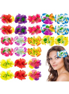 Framendino Framendino 24 Pack Artificial Hawaiian Hibiscus Flower Hair Clip Floral Barrettes for Women 12 Colors 