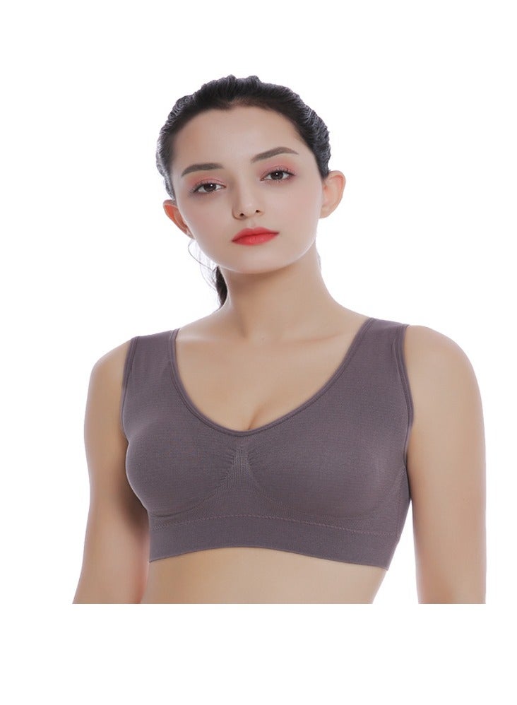 AROAQ Women Sports Bra, Fitness Sports Yoga Bra with Removable Padding,  Double-layer Seamless  Sports Bra without Rims, Comfortable Soft Bra for Workouts Running Yoga Trainings,(Size XL,Bean Paste Purple)  - Image 1