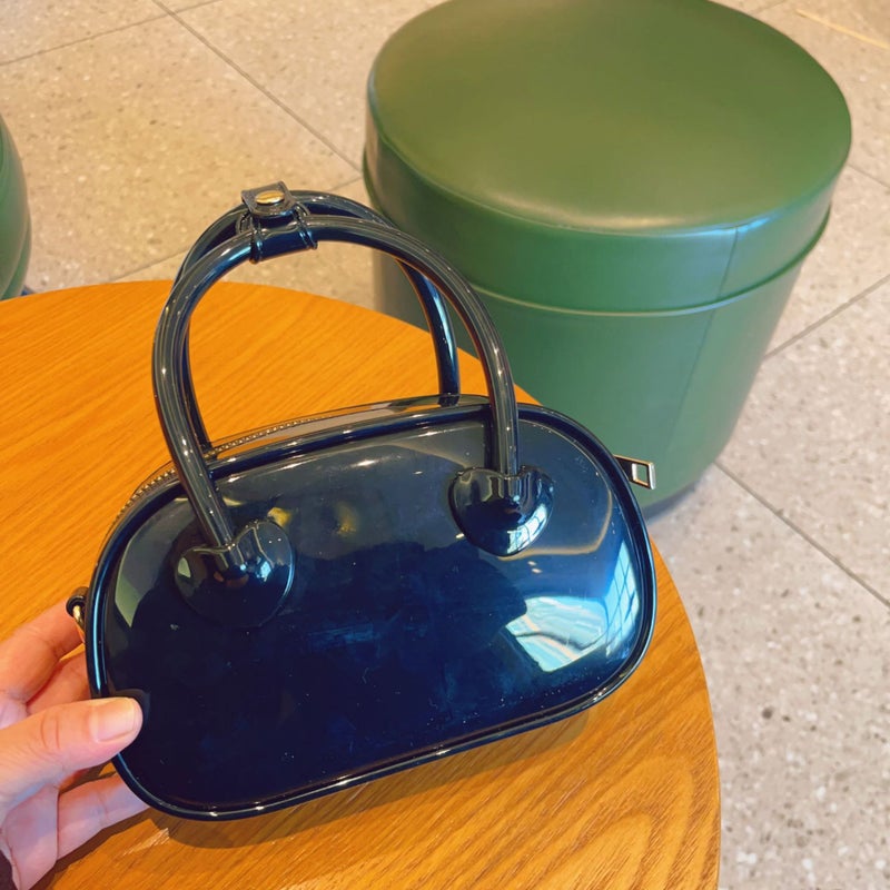 2024 New PVC jelly bag summer candy color shoulder crossbody mini bag fashion portable pillow womens bag Black - Image 1