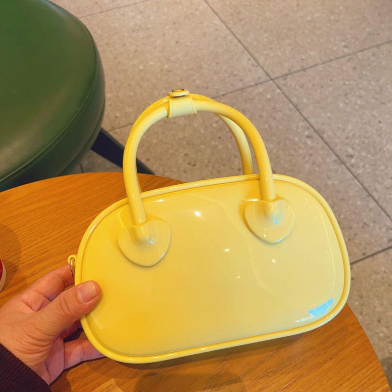 2024 New PVC jelly bag summer candy color shoulder crossbody mini bag fashion portable pillow womens bag Black - Image 4