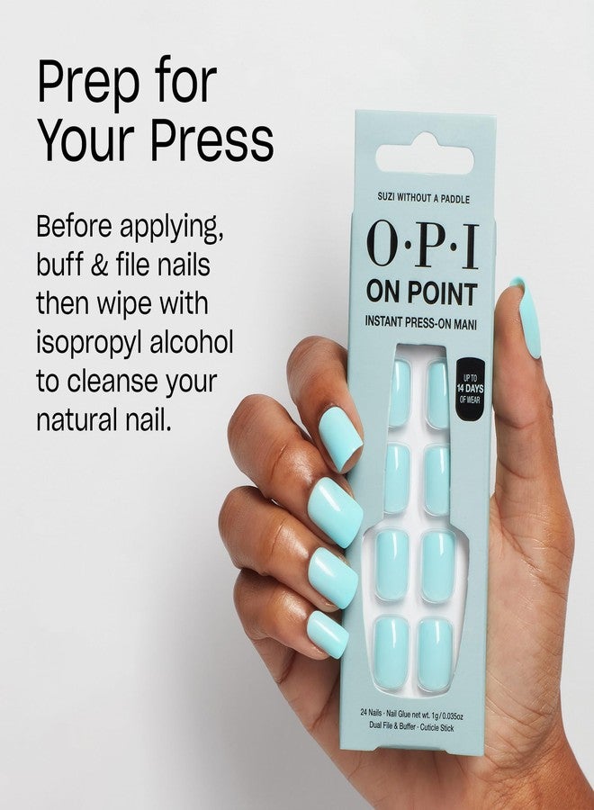 OPI On Point Suzi Without a Paddle | Short Round Light Pastel Blue Press On Nails | With Nail Glue | Long Lasting, Reusable, Non-damaging - Image 5