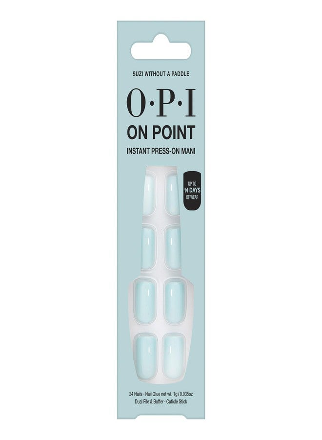 OPI On Point Suzi Without a Paddle | Short Round Light Pastel Blue Press On Nails | With Nail Glue | Long Lasting, Reusable, Non-damaging - Image 1