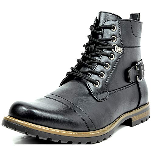Bruno Marc Men's Motorcycle Combat Boots Casual Zipper Biker Boot, Black, Size 9.5 M US, PHILLY-5 - Image 1