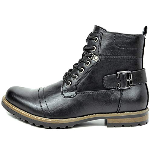 Bruno Marc Men's Motorcycle Combat Boots Casual Zipper Biker Boot, Black, Size 9.5 M US, PHILLY-5 - Image 2