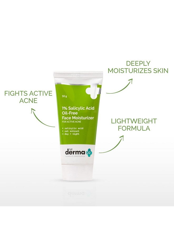 THE derma Co مرطب خالي من الزيت 1% حمض الساليسيليك من ديرما كو للوجه مع مستخلص الشوفان | يحارب حب الشباب النشط | يرطب بعمق | 50 جرام - Image 3