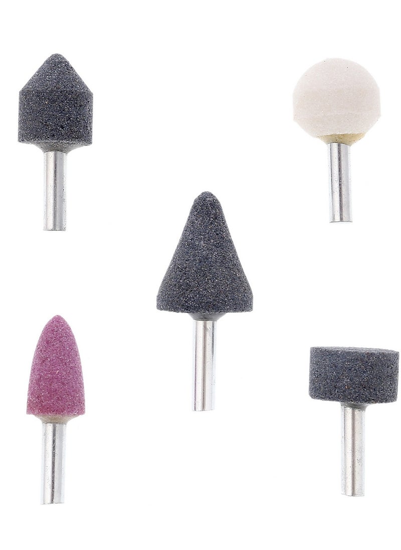 LAWAZIM Mounted stone Set 5 Pieces Grinding Wheel Head Points Abrasive Heads Cutting Polishing Grey/Pink/White  - Image 1