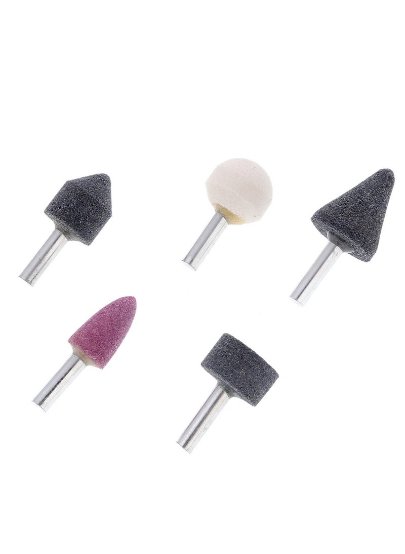 LAWAZIM Mounted stone Set 5 Pieces Grinding Wheel Head Points Abrasive Heads Cutting Polishing Grey/Pink/White  - Image 2