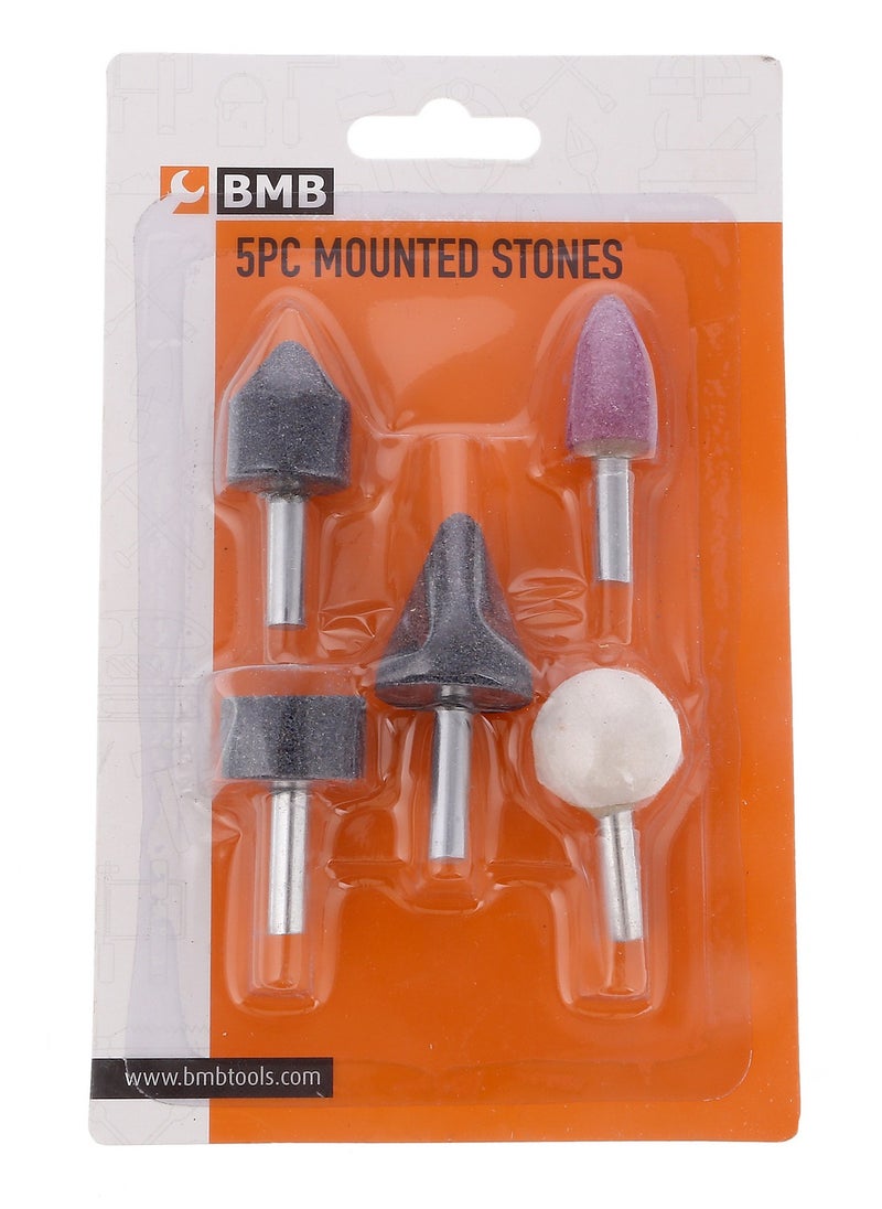 LAWAZIM Mounted stone Set 5 Pieces Grinding Wheel Head Points Abrasive Heads Cutting Polishing Grey/Pink/White  - Image 3