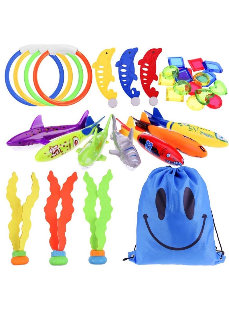 KASTWAVE 34pcs Diving Toys Dive Sticks 4pcs Dive Rings 4pcs Bandits Underwater Swimming Pool Toys Diving Game Training Gift for Kids Boys Girls  - Image 1