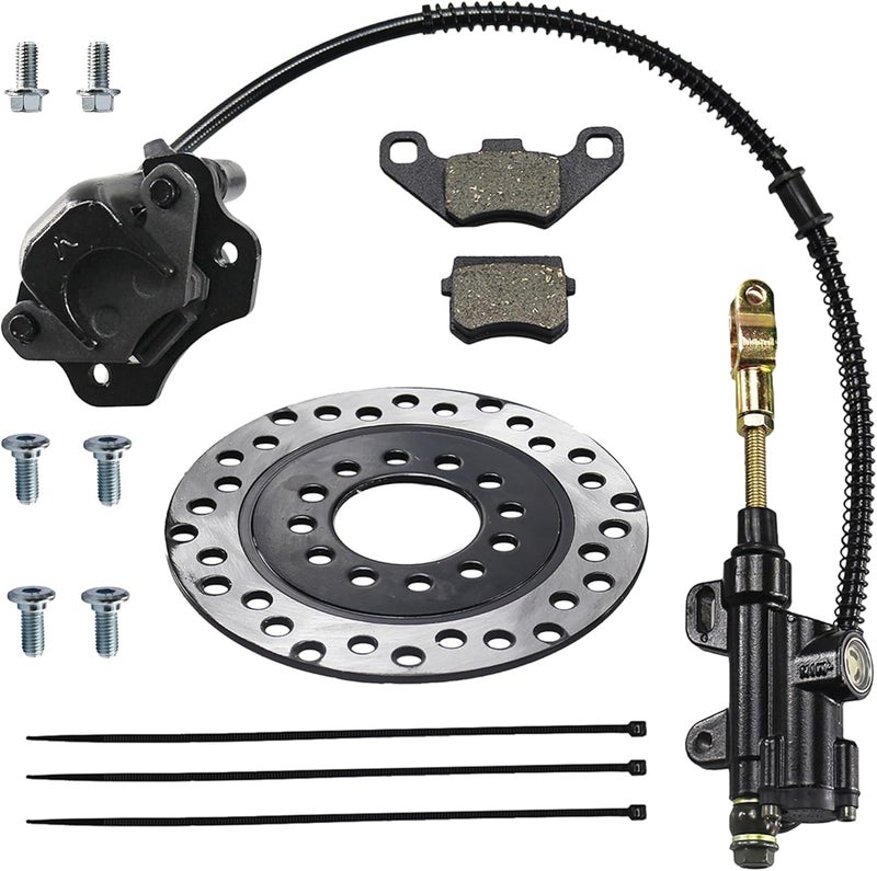 PRO BAT Rear Brake Master Cylinder Caliper Assembly with Brake Disk Rotor and Brake Pad for 50cc to 125cc ATVs - Image 1