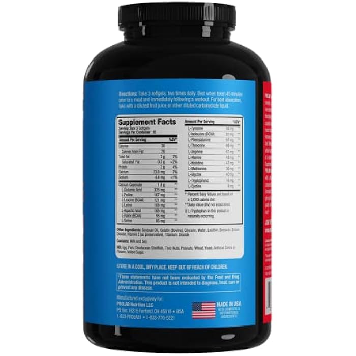 Prolab Amino Gel-Caps Essential Amino Acids Supplement, High-Potency, Easy-to-Swallow Capsules (200 Softgels) - Image 5