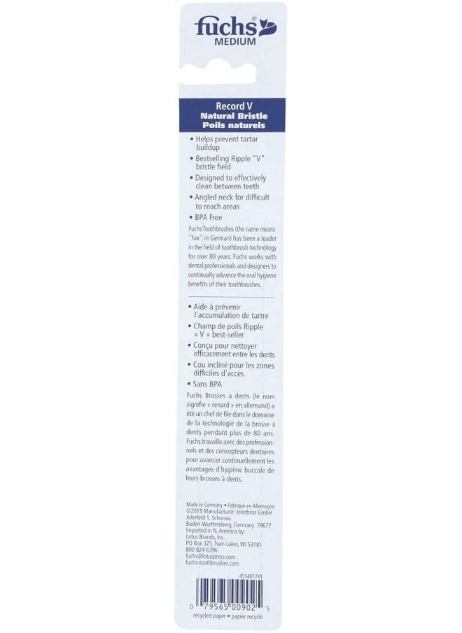 FUCHS Fuchs: Pure Natural Bristle Record V Adult Medium Toothbrush, 1 ct (5 Pack)  - Image 3
