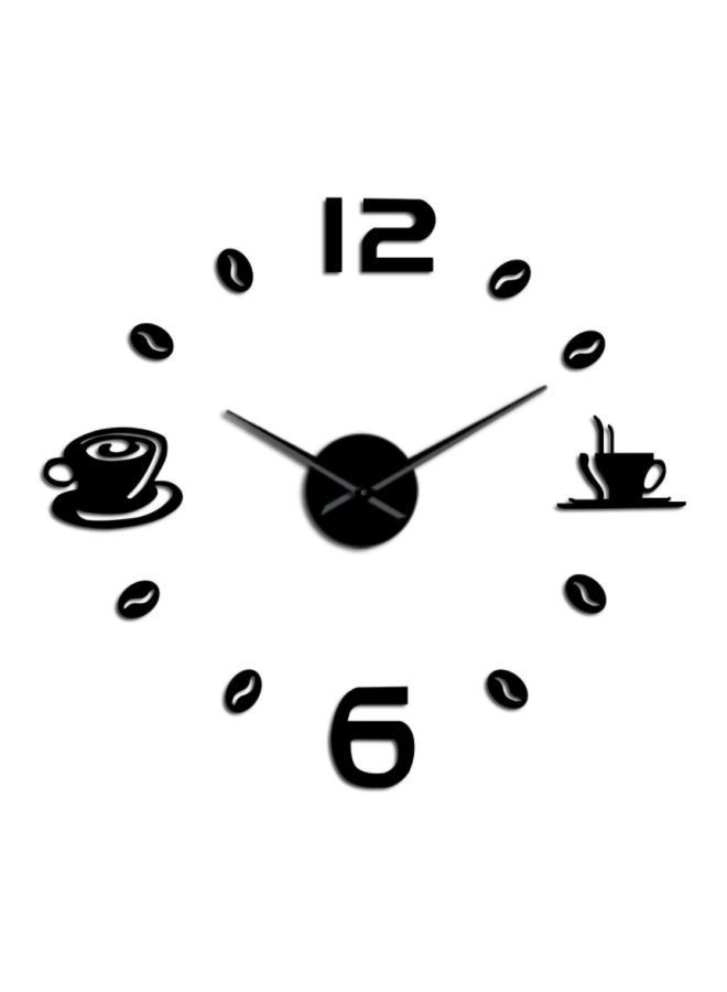 NIBEMINENT Coffee Cup And Bean Decorative Wall Clock Black 15x10x4.5cm - Image 1