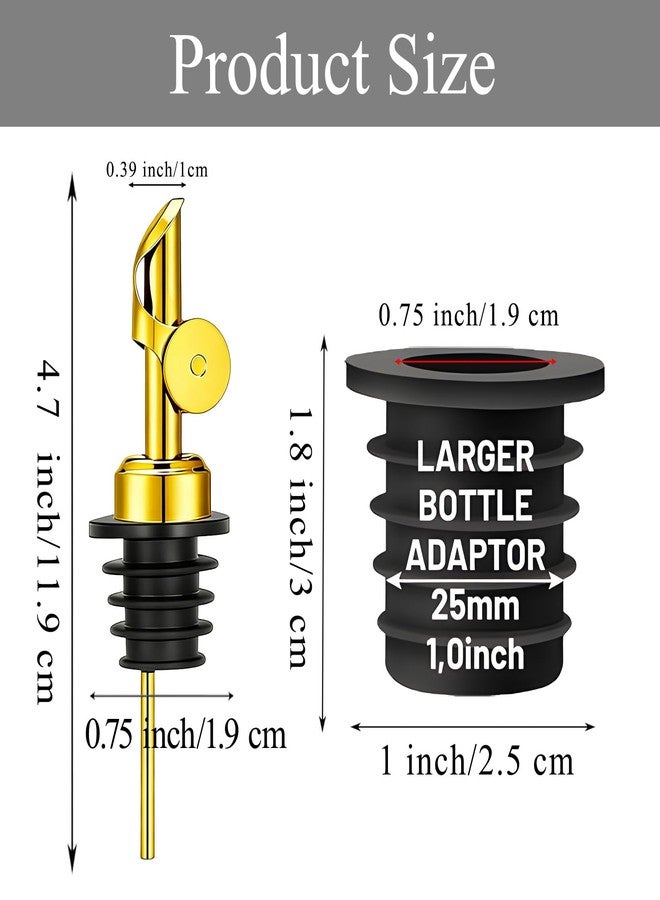 عبوة من 3 رؤوس صب زيت الزيتون مع محولات، صبّاب لزجاجات توزيع زيت الزيتون، حوّل زجاجاتك بسهولة إلى موزعات للمشروبات الكحولية والخل والزيوت والشراب، صبّابات زجاجات المشروبات الكحولية، ذهبي - Image 2