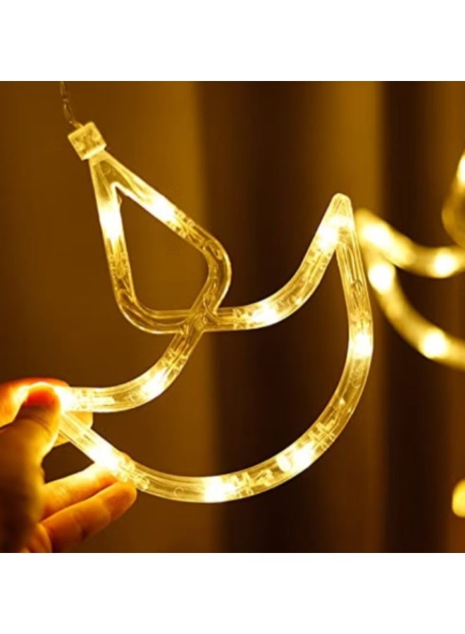 ستارة إضاءة ديا - ٦ مصابيح كبيرة و٦ مصابيح صغيرة | ليد | ديكور داخلي وخارجي للمنزل | ديكورات الفناء والشرفة والحديقة | إضاءة بيضاء دافئة لديوالي والحفلات وحفلات الزفاف - Image 4