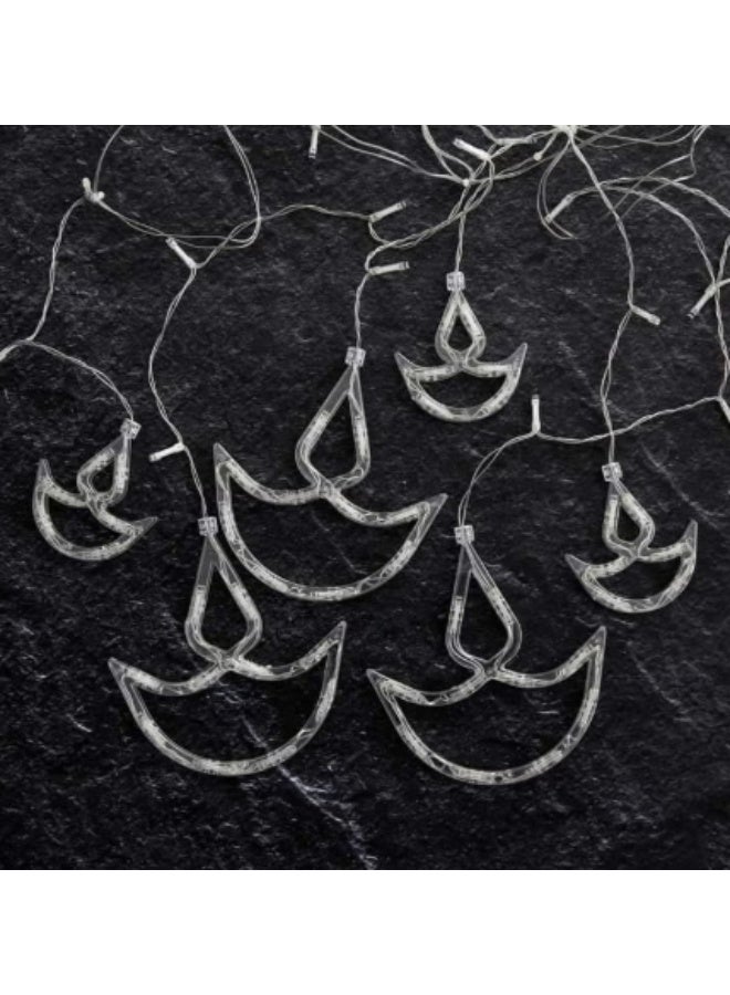 ستارة إضاءة ديا - ٦ مصابيح كبيرة و٦ مصابيح صغيرة | ليد | ديكور داخلي وخارجي للمنزل | ديكورات الفناء والشرفة والحديقة | إضاءة بيضاء دافئة لديوالي والحفلات وحفلات الزفاف - Image 5