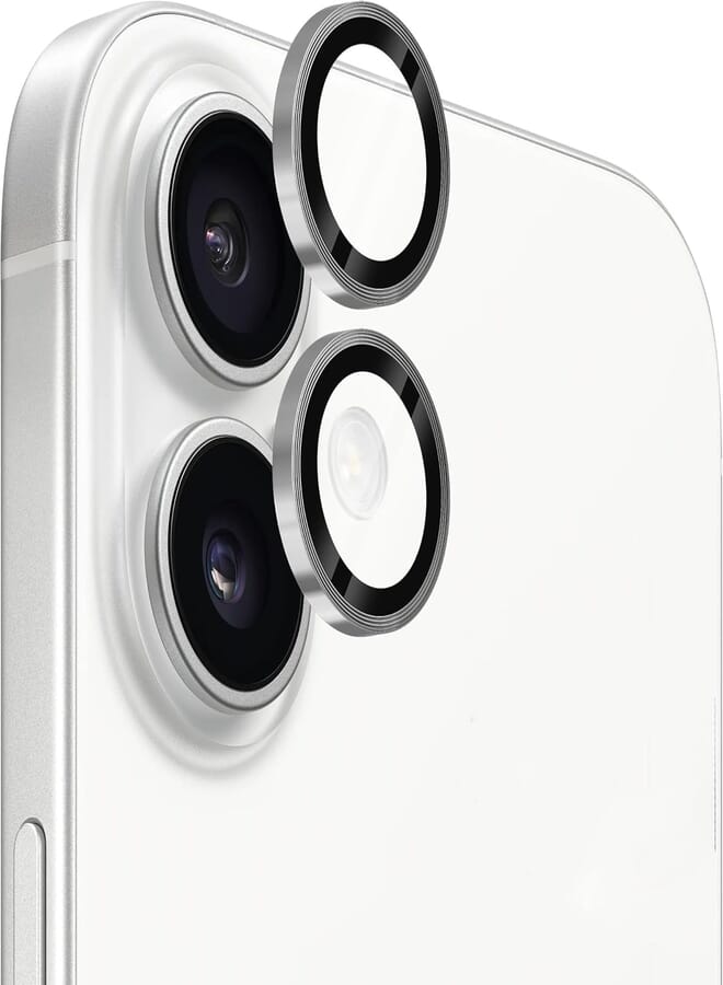 Tempered Glass Screen Camera Lens Protector for Apple iPhone 16 6.1 Inch/Apple iPhone 16 Plus 6.7 Inch (Silver) 