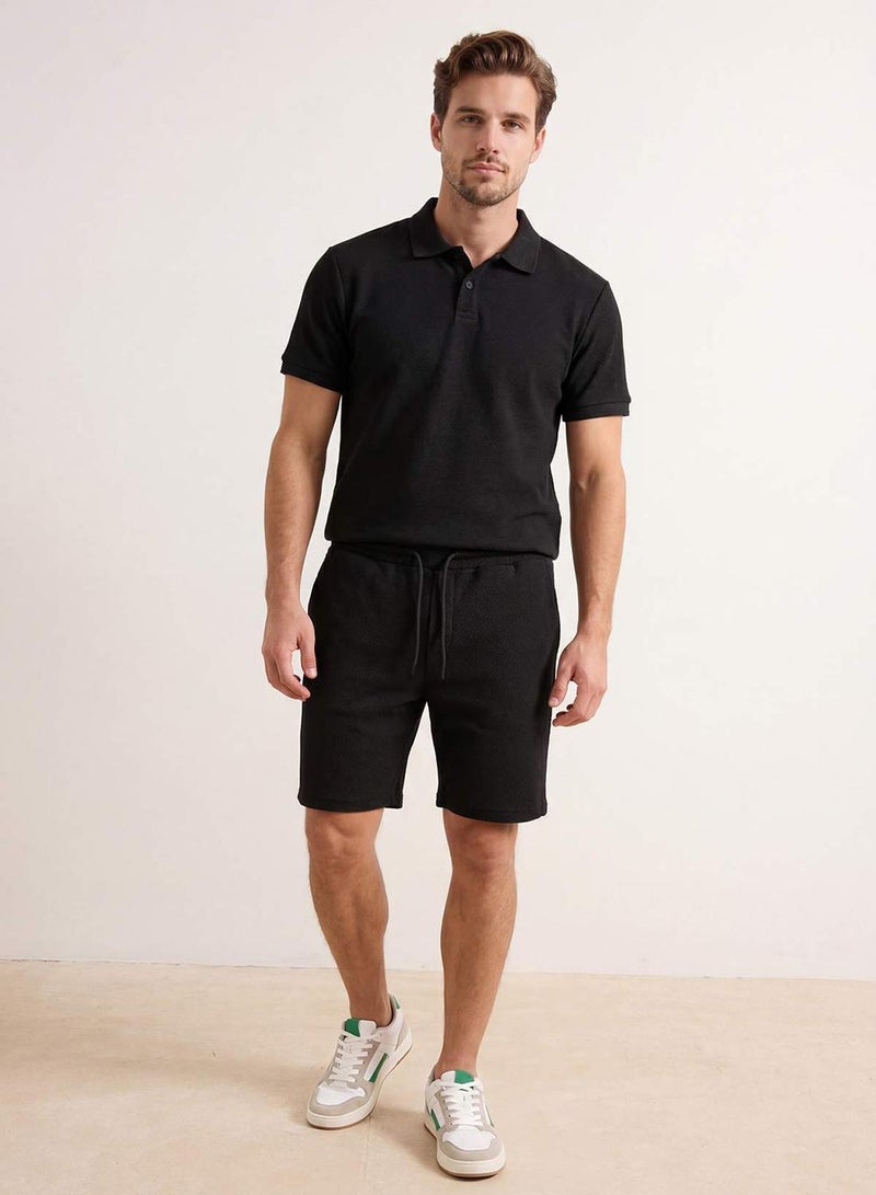 trendyol Black Textured Regular Fit Polo Neck Top Tracksuit Set Tmnss26Em00004 - Image 2