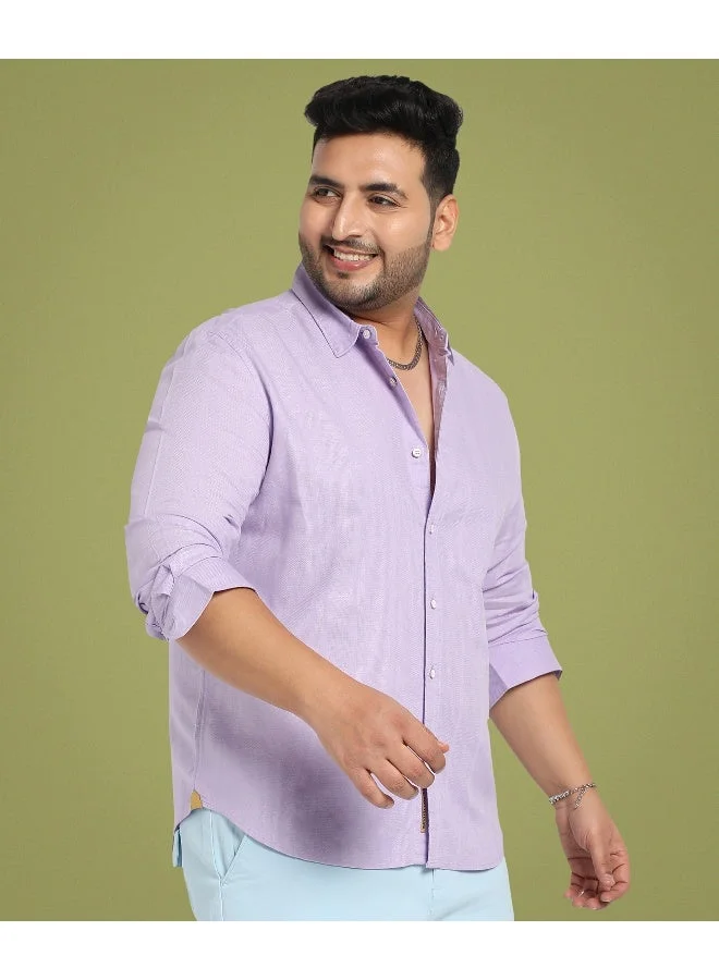 انستافاب بلس قميص لافندر ذاتي التصميم للرجال مخطط
