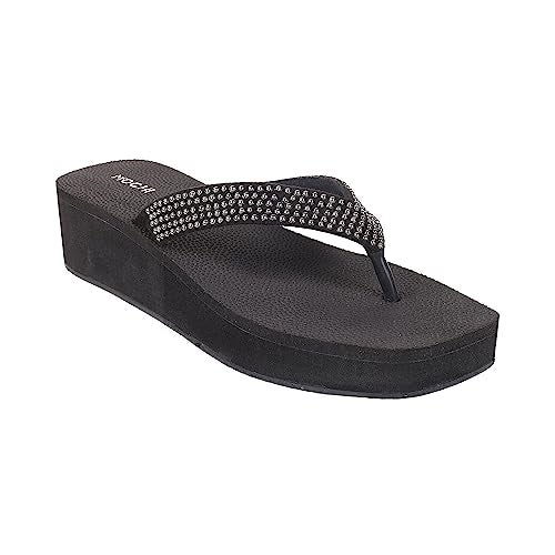 Mochi Women's Black Embellished Wedge Heel Fashion Slipper Sandal UK/8 EU/41 (34-131) - Image 2