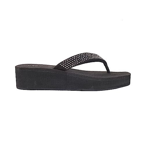 Mochi Women's Black Embellished Wedge Heel Fashion Slipper Sandal UK/8 EU/41 (34-131) - Image 3