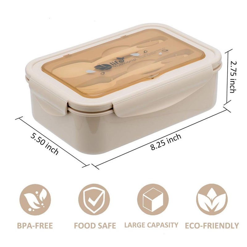 LOVINA Bento Box for Adults and Kids - 1400ML Portable, Lightweight, Easy to Carry Meal Holder with Spoon & Fork, Durable, Leak-Proof, BPA-Free and Food-Safe Materials - Image 3