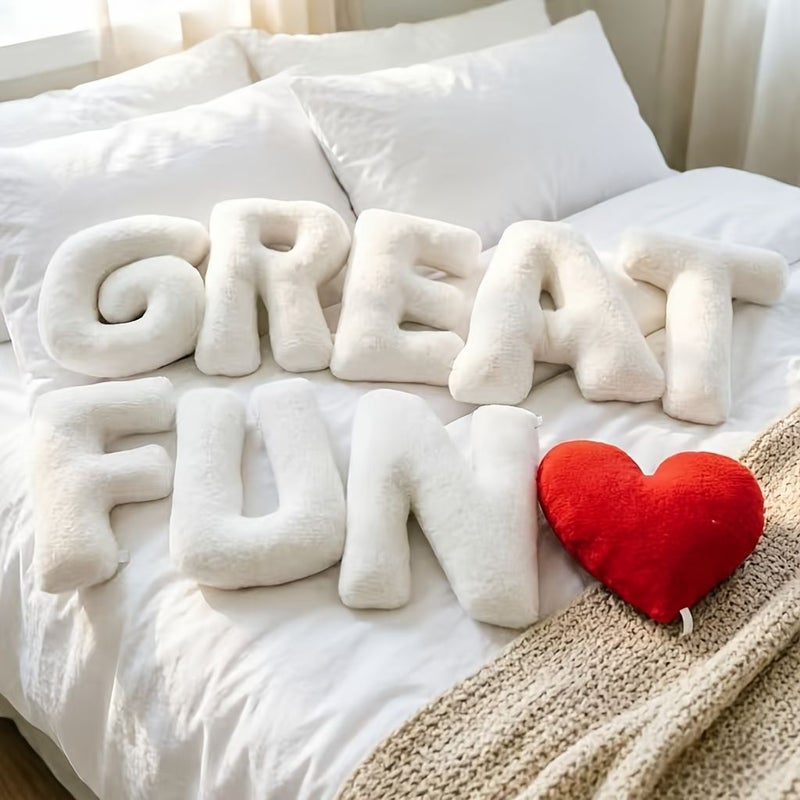 White Throw Pillow 26 English Letters Sofa Bedroom Home Decor Style O - Image 1