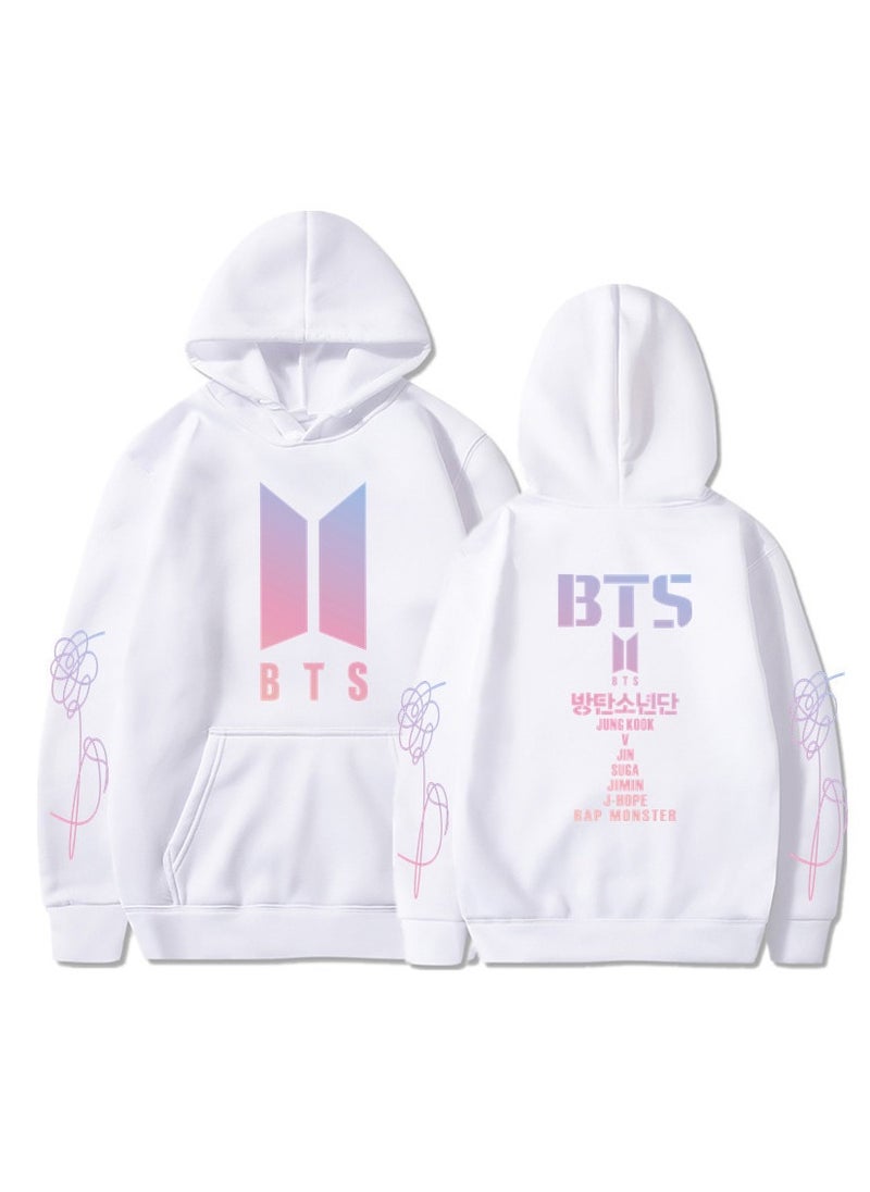 NIBEMINENT - BTS Love Yourself Printing Hooded Sweatshirt White - Image 1
